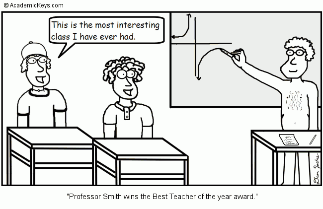 Cartoon #11, Professor Smith wins the Best Teacher of the year award.