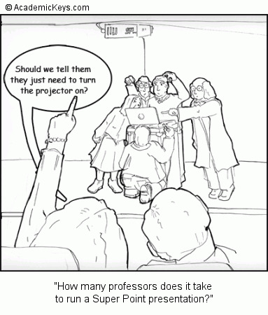 Cartoon #25, How many professors does it take 
to run a Super Point presentation?